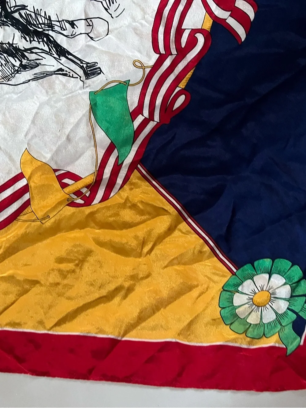 Bill Blass Vintage Square Silk Equestrian Scarf